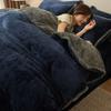 Зимний комплект постельного белья из молочного бархата Теплый Утолщенный Плюшевый Пододеяльник Простыня Наволочка Двуспальная Кровать Полуторный Размер Двуспальный Королевский Комплект Пододеяльника