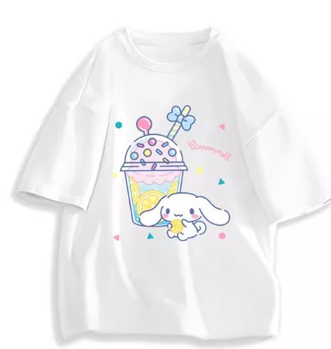 2026 New Fashion RoundNeck ShortSleeve TShirt Spring Summer Sanrio Cinnamoroll Women TShirt Cute Top Clothing