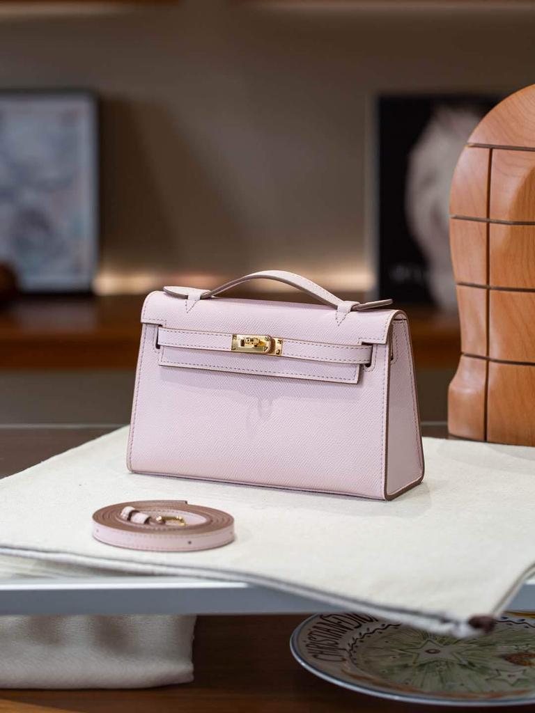 2025 Genuine Leather Palm Print Kelly Bag - Single Shoulder & Crossbody with Gold Buckle