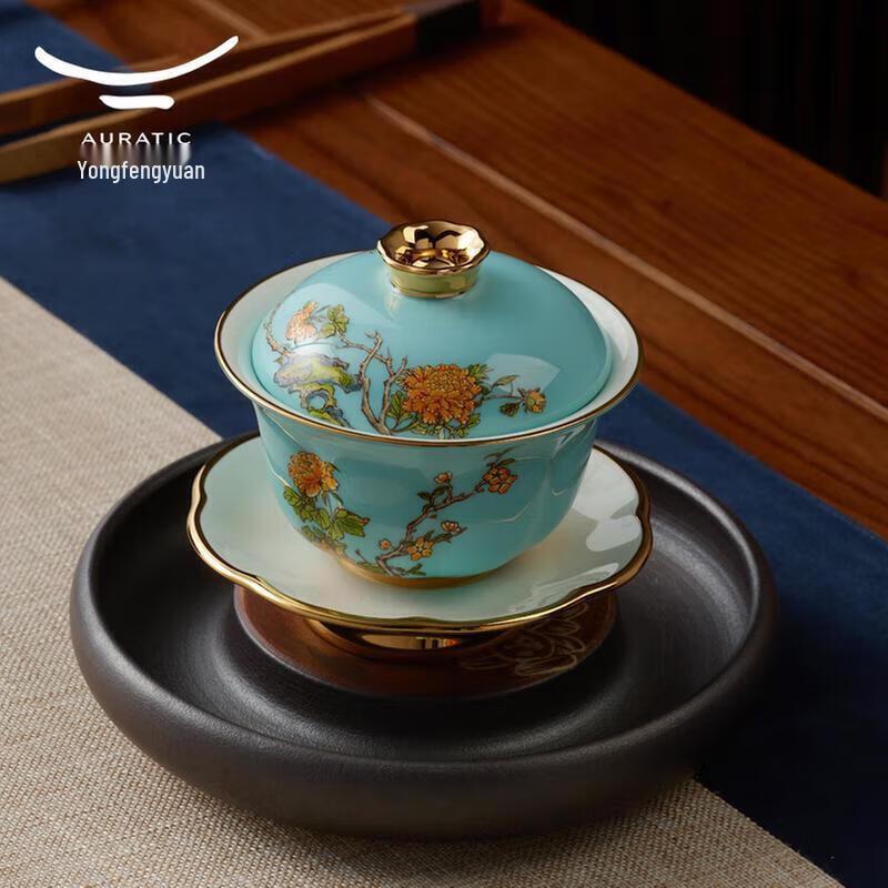 Auratic Madam Porcelain West Lake Blue 9-Piece Tea Set