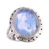 Натуральный Радужный Лунный Камень Драгоценный Камень Ручной Работы Твердое Серебро 925 Подарочное Кольцо S.6 J6p84