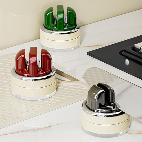 Точилка для ножей с присоской, вольфрамовая сталь и керамические точильные камни, портативная точилка для кухни, кемпинга, путешествий