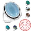 Кольцо из стерлингового серебра 925 пробы с женским драгоценным камнем, ювелирное изделие ручной работы, новогодний подарок, амазонит, ангелит, голубой опал, ботсванский агат, мохаве, лазурит, хризоколла