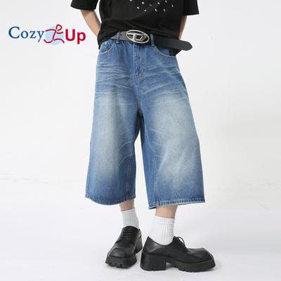 Уютные мужские свободные укороченные джинсы в стиле хип-хоп, рабочие джинсовые шорты с карманами-карго