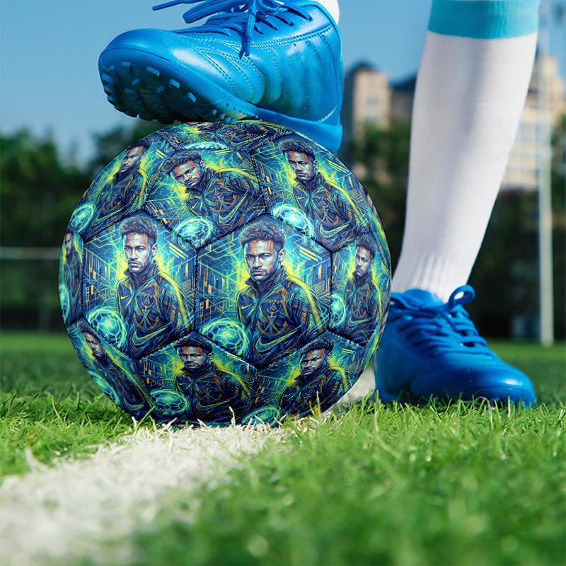 Neymar Jr Print Size 5 Soccer Ball, PU Wear Resistant Football for Match Training and Daily Practice, Birthday Gift for Soccer Fans