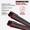 Бескаркасные дворники 525/475 мм (21"+19") Крючок для Chery M11 / Skoda Fabia / Subaru Forester