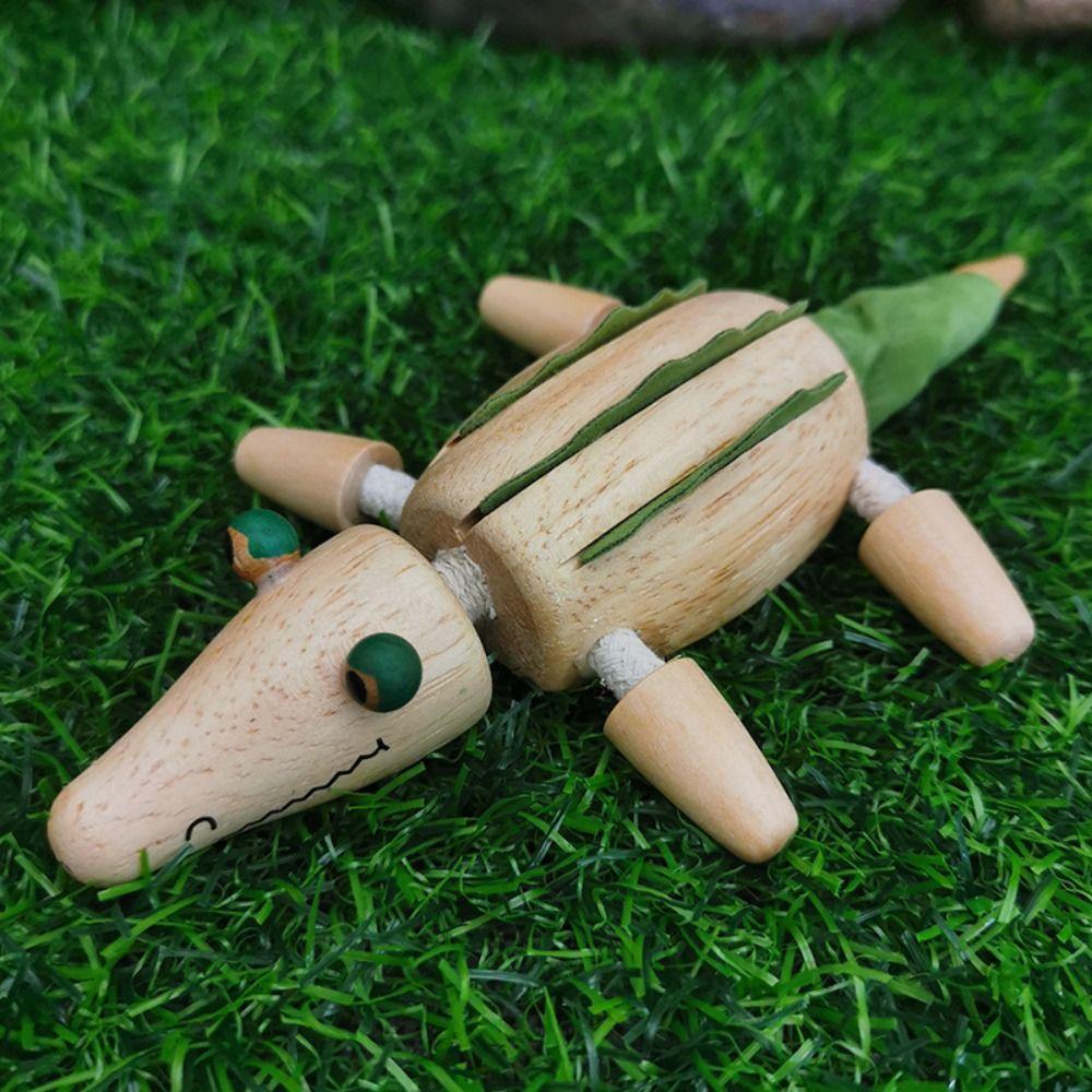 Giraffe Lion Wooden Animal Toys Movable Joint Bendable Wild Animal Figure Children Toys
