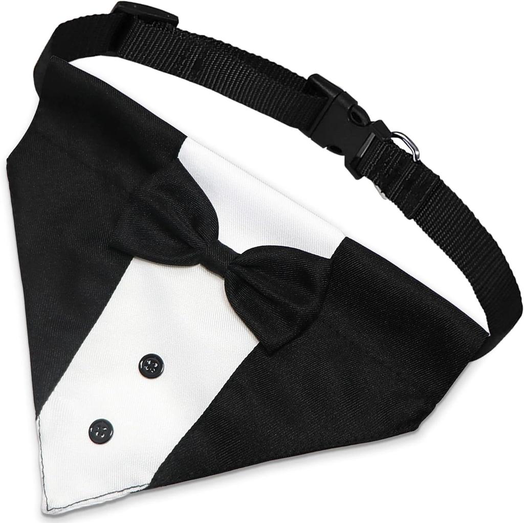 Dog tuxedo, dog suit, dog wedding bandana, necktie, adjustable tuxedo