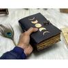 Moon Phase Leather Journal Handmade Celestial Notebook with Vintage Paper