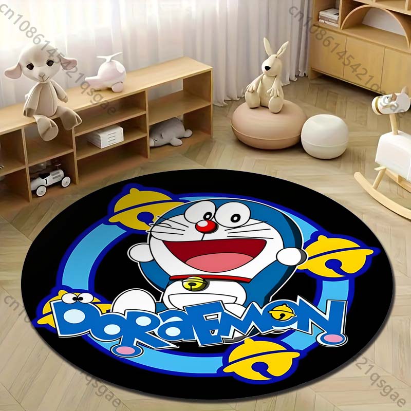 Multiple Sizes Doraemon Cartoon Print Round Carpet for Living Room Bedroom Table and Chair Sofa Home Decor Area Rug Play Mat