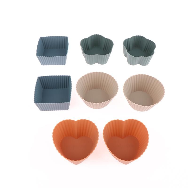 8Pcs Multi-Shape Silicone Cupcake Liners Baking Cups Non-Stick Reusable Diy Cake Pudding Muffin Liners Pastry Cake Baking Mold