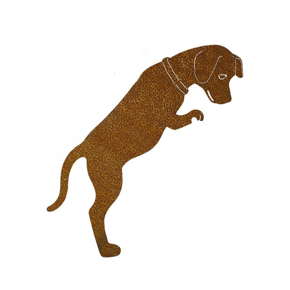 Rustic Metal Dog Garden Statue Vintage Cat Lawn Ornament Dog Pot Hugger Decor  Courtyard