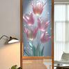 Flowers Window Privacy Film Stained Glass Tulip Butterfly Window Cling Static Glass Sticker for Home Kitchen Office