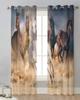 Прозрачные шторы с изображением бегущей лошади, тюлевые шторы для гостиной, окна, спальни, кухни, украшения дома, вуали