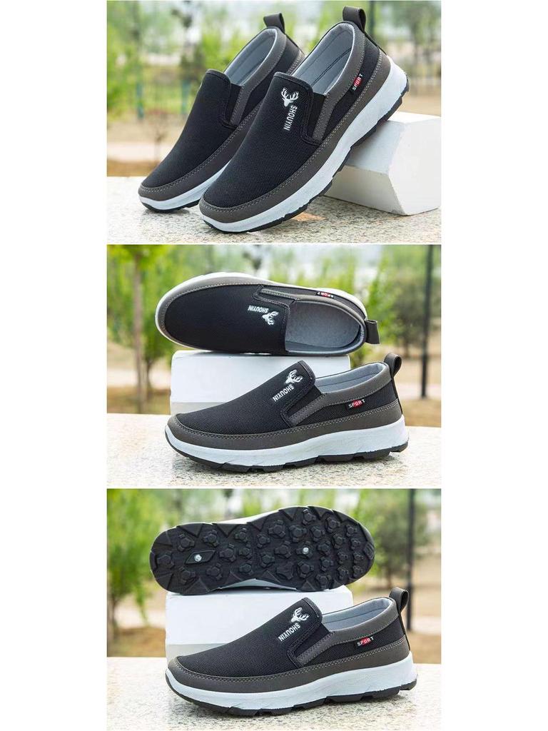 Мужские дышащие туфли из ткани Old Beijing — нескользящие, износостойкие и с мягкой подошвой для комфортной ходьбы весной и осенью