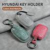 Leather Car Key Case Cover Shell Fob for Hyundai Grand Prix GN7 IONIQ6 Nuovo Kona Genesis Coupe Sonata Ix35 Protector Keychain