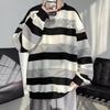 Свитер с круглым вырезом мужской весенне-осенний японский ретро ленивый стиль полосатый с длинным рукавом топ подростковый свободный повседневный кардиган