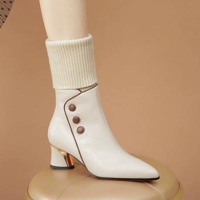 Узкие сапоги с острым носком, женские белые шерстяные сапоги, женские теплые флисовые сапоги на толстом каблуке и низком каблуке