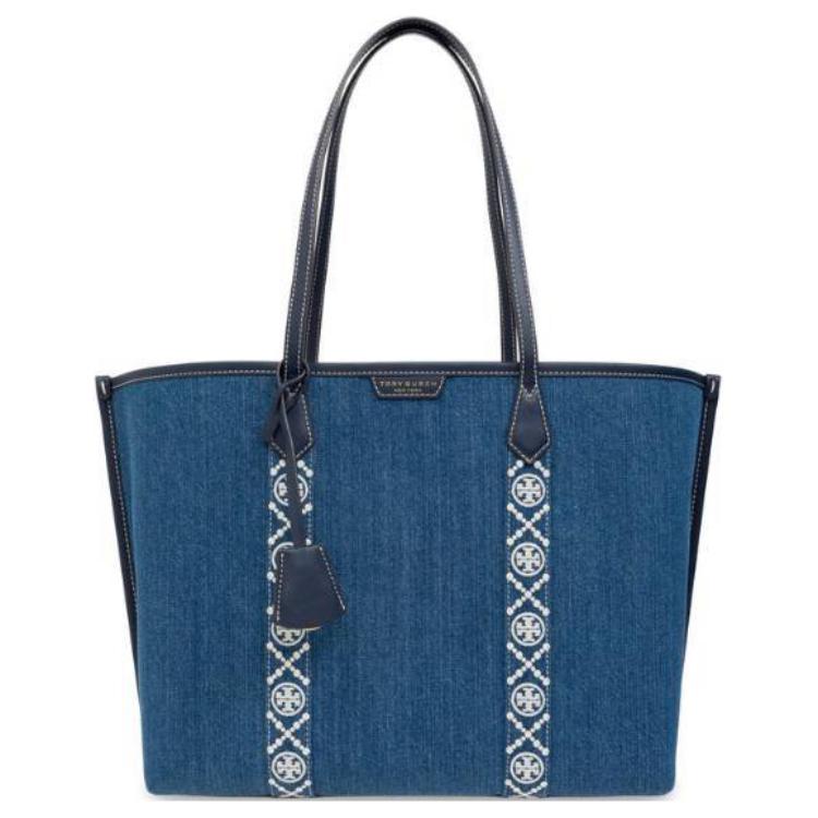 Tory Burch Perry Denim Tote Bag Women Tote Bags Blue 159268-426