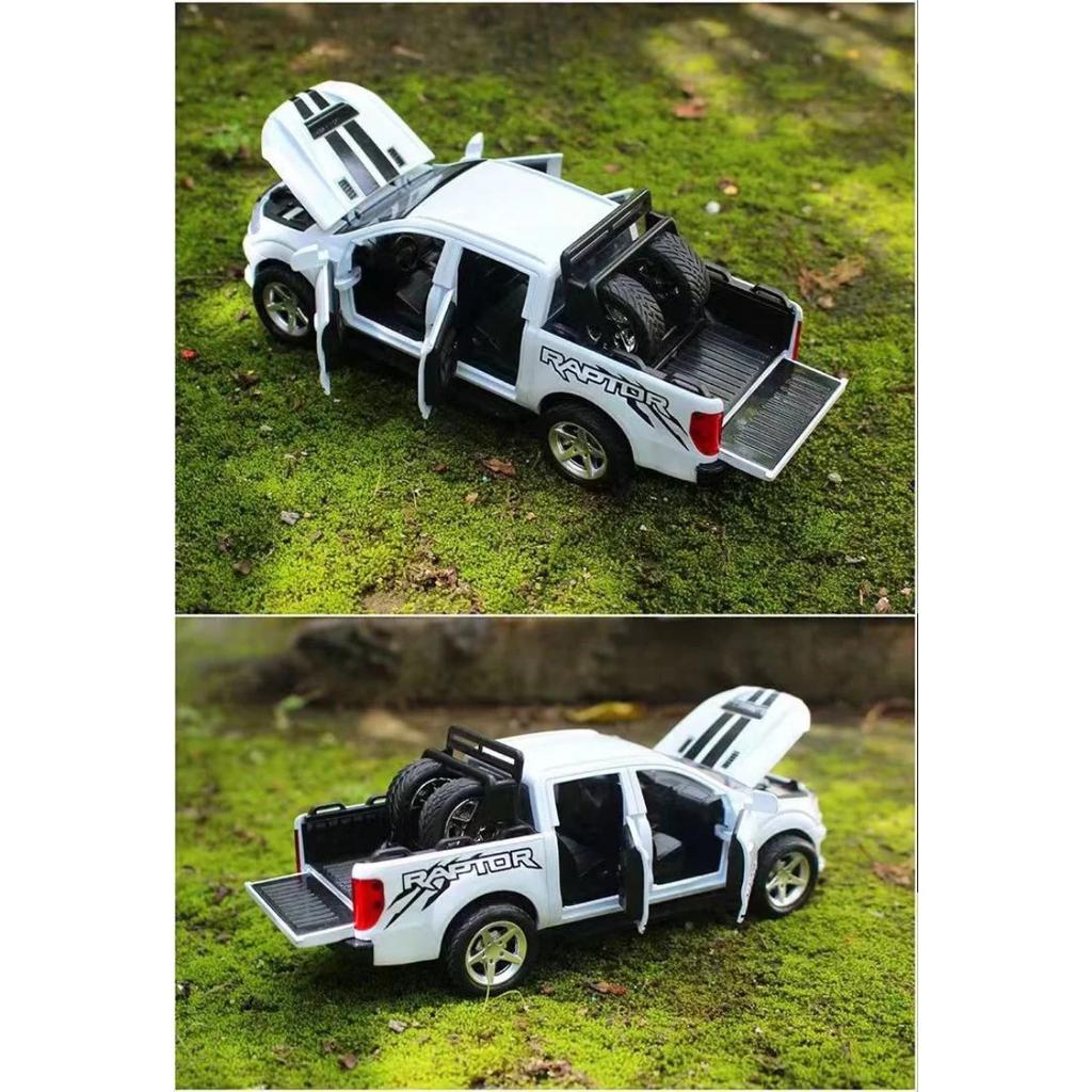 1/32 Пикап Ford Raptor F350 из сплава для бездорожья, литая модель со звуком и светом, настольная коллекция, декоративный подарок, мальчик, дисплей