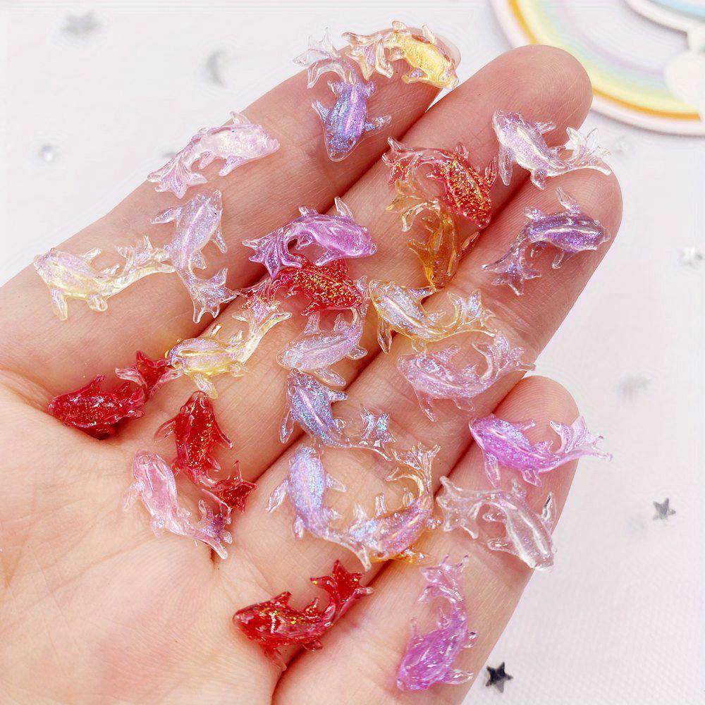 100 шт. смолы мини-блеск красочный градиент Золотая рыбка искусство ногтей плоская задняя часть стразы аппликации DIY альбом серьги декор аксессуары ремесла