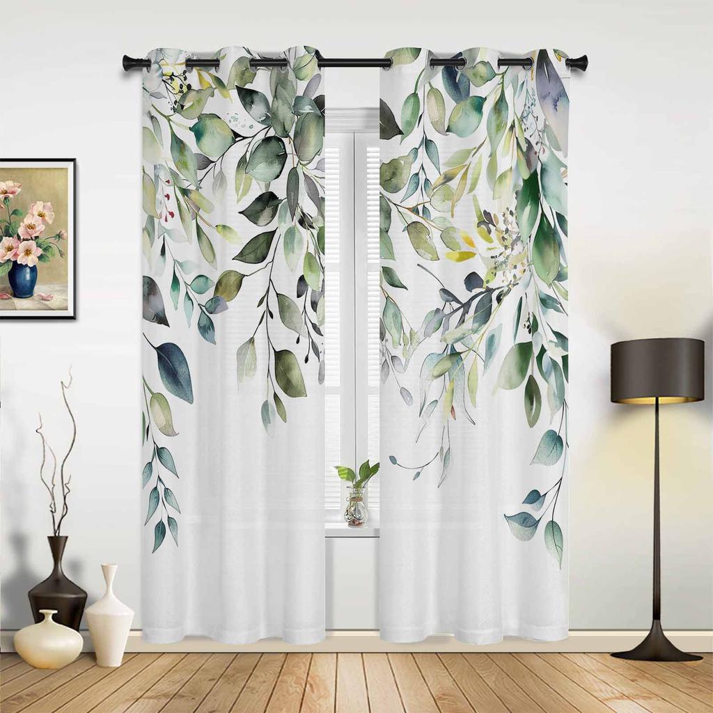 Листья Растение Сине-зеленые Шторы для Спальни Гостиной Шторы Кухни Детской Комнаты Оконные Шторы Современный Домашний Декор