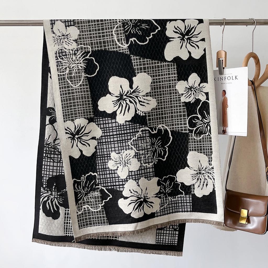 Клетчатый цветочный шарф кашемировые зимние шали и палантины женские толстые теплые Bufanda Mujer пончо палантины пашмина