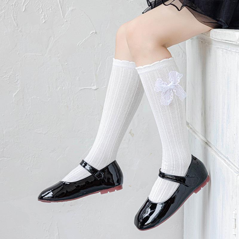 1 пара милых летних тонких носков для детей-девочек, белые, бежевые, с бантом и оборками, детские носки, милые сетчатые, полые, дышащие носки