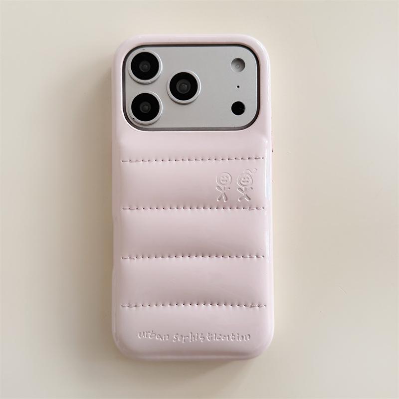 Однотонная кожаная пуховая куртка Противоударный чехол для телефона для iPhone 14/13/Apple 17/16/15 Pro Max