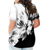 Модная женская повседневная футболка больших размеров с коротким рукавом и круглым вырезом с цветочным принтом и карманами