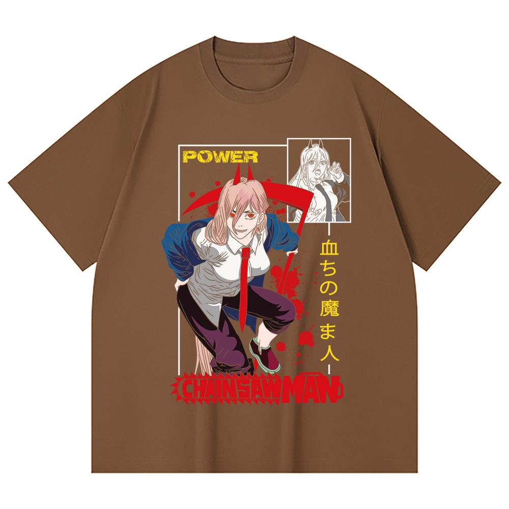 230 Gsm 100% Cotton Chainsaw Man V40 Power Print Unisex Heavy Cotton T Shirt