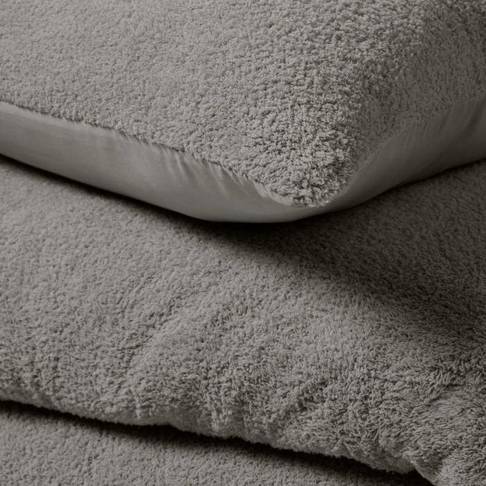 Housse couette + 2 taies 220 x 240 cm Bouclette anthracite