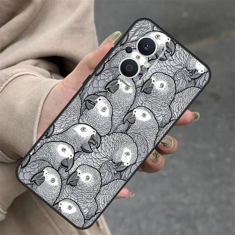 African Grey Parrot Case For OPPO Reno 7 8 Lite 10 11 12 13 14 Pro 8T 12F 13F 14F OPPO Find X8 X6 X9 Pro Cover