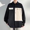 2024 Весна Корейские Куртки Модные Осенние Мужские Блузки С Отложным Воротником Мужская Одежда Мужские Лоскутные Рубашки С Пуговицами Корейские Трендовые Рубашки