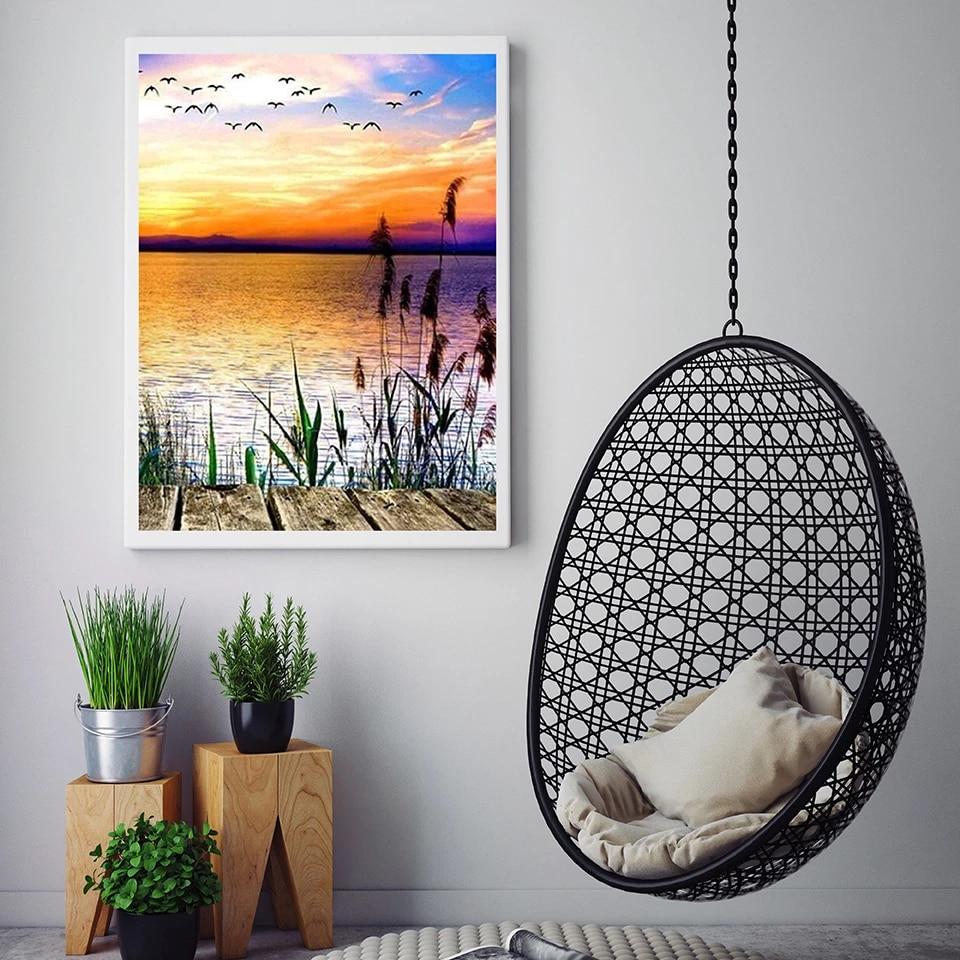 5D DIY полная круглая квадратная алмазная живопись пейзаж закат морской пейзаж набор для вышивки крестом мозаичная картина горный хрусталь украшение для вышивки