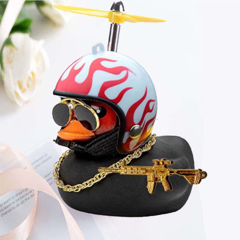 Motor Accessories Yellow Duck Ornaments with Helmet for Bike Without Lights Auto Accessories Duck In The Car Interior Decoration