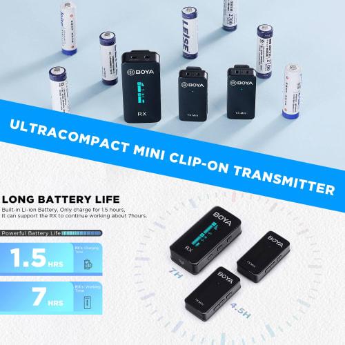 BOYA BY-XM6 S2 Mini Wireless Lavalier Microphone System with OLED Screen for DSLR Camera Smartphone YouTube Video Facebook Live Stream