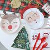 10pcs Cartoon Christmas Plate and Tableware Christmas Party Decoration Christmas Alien Plate