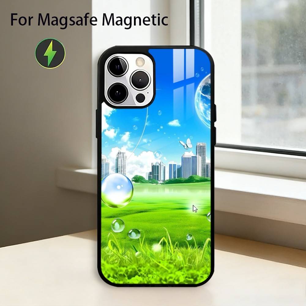 Цвет Frutiger Aero A-Art Чехол для телефона для iPhone17,16,15,14,13,12,11 Plus,Pro Магнитный для Magsafe Беспроводной зарядки