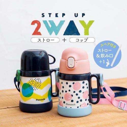 The-peacock Thermos Industry (The-peacock) Peacock Water Bottle, 0.36L/0.4L Capacity, 2-Way Insulated, Stainless Steel Thermos Bottle, Kids' One-Touch