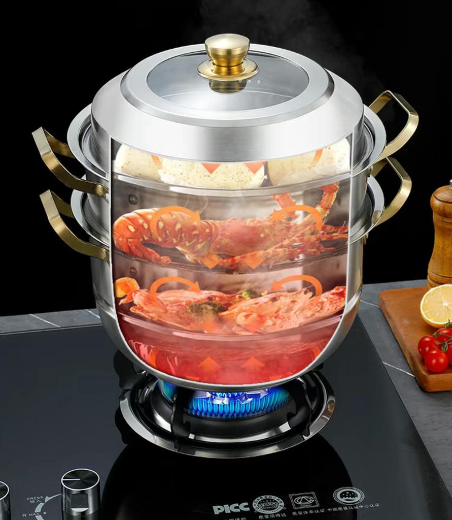 Пароварка из нержавеющей стали 316, пищевая, увеличенная и утолщенная, бытовая, большой емкости, многослойная, для приготовления супа