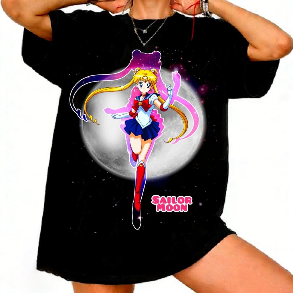 Sailor Moon Ретро 90-х Аниме Графическая Футболка Летняя Хлопковая Унисекс Женская Футболка Уличная Одежда Повседневный Тренд Короткий Рукав Пара Хип-Хоп Топ
