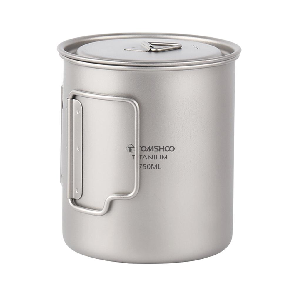 TOMSHOO Титановая чашка для воды 750 мл Сверхлегкая портативная кофейная кружка Чайная чашка с крышкой и складная