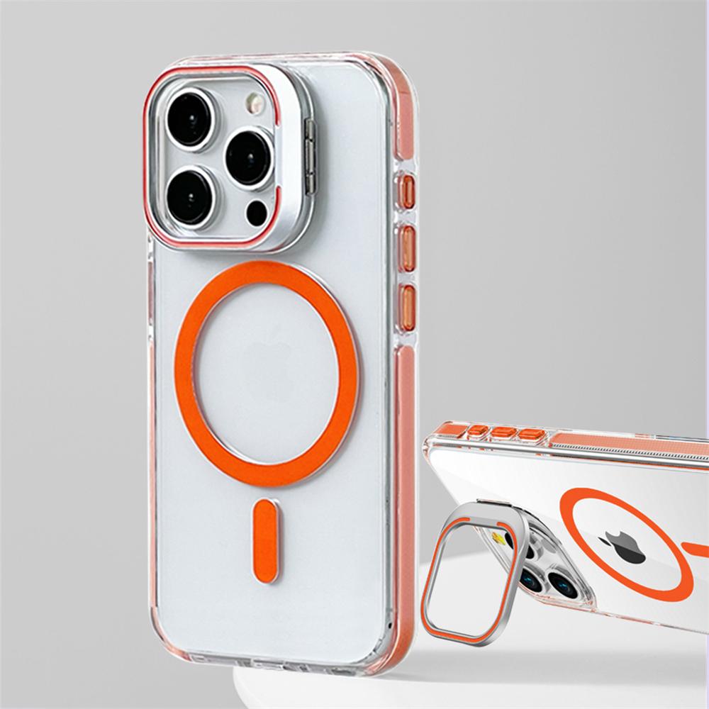 Прозрачный Магнитный Чехол-Бампер Для iPhone 17 17Air 16 15 14 Plus 13 12 Pro Max Magsafe Беспроводная Зарядка Металлический Держатель Объектива Чехол