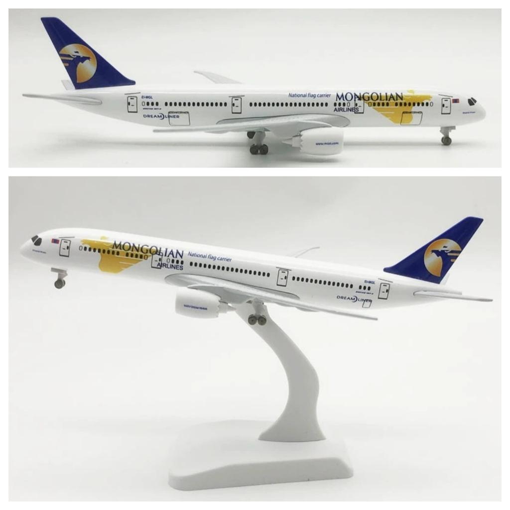 Масштаб 1/400 Самолет B787 Mongolian Airways Металлическая Реплика Миниатюрная Модель Самолета с Шасси Коллекционные Игрушки для Мальчиков
