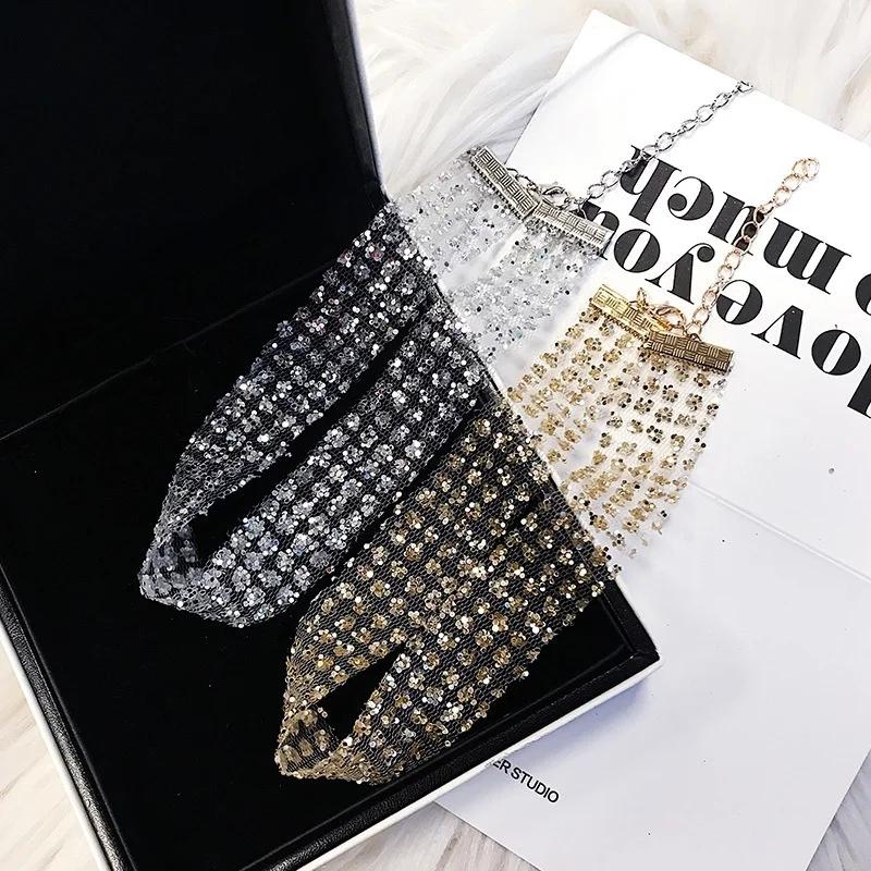 Женские украшения на шею с сексуальным коротким ожерельем, декором, новые модные блестки, невидимая цепочка для ключицы, аксессуары для женщин