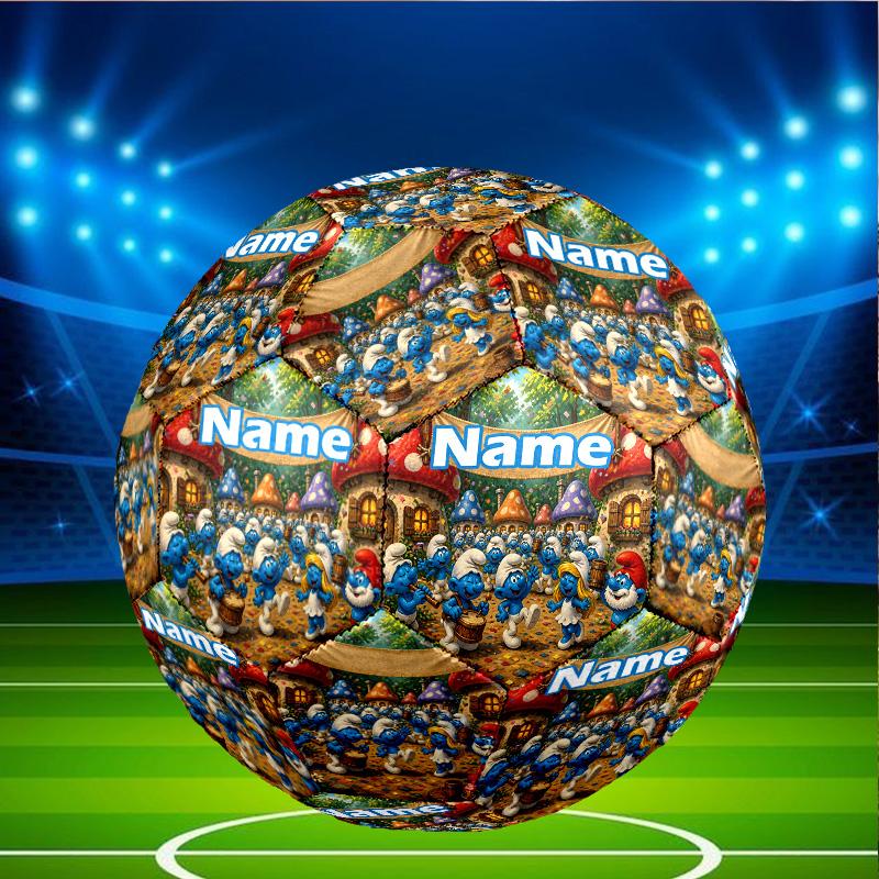 Custom Name Personalized Blue Smurfs Print Size 5 Soccer Ball Training & Match Football, for Team, Kicking, Gift for Football