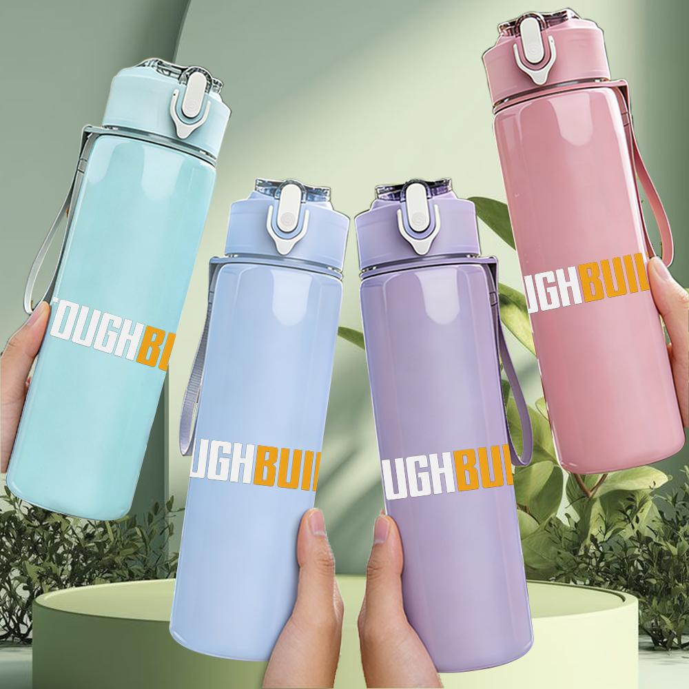 1PC Built Text Minimalist Industrial Logo Print 750ml Portable Sports Water Bottle Leakproof Gym Outdoor Travel Drink Cup