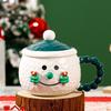 Christmas Snowman Ceramic Cup with Lid Mug Cartoon Cute High Value Water Cup for Girls Couple Cup