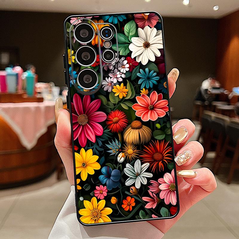 Чехол с ярким цветочным узором для Samsung S26 Edge S25 FE S24 Plus S23 S22 Ultra A15 A16 A17 A35 A36 A37 A54 A55 A56 A57 5G Магнитная матовая крышка